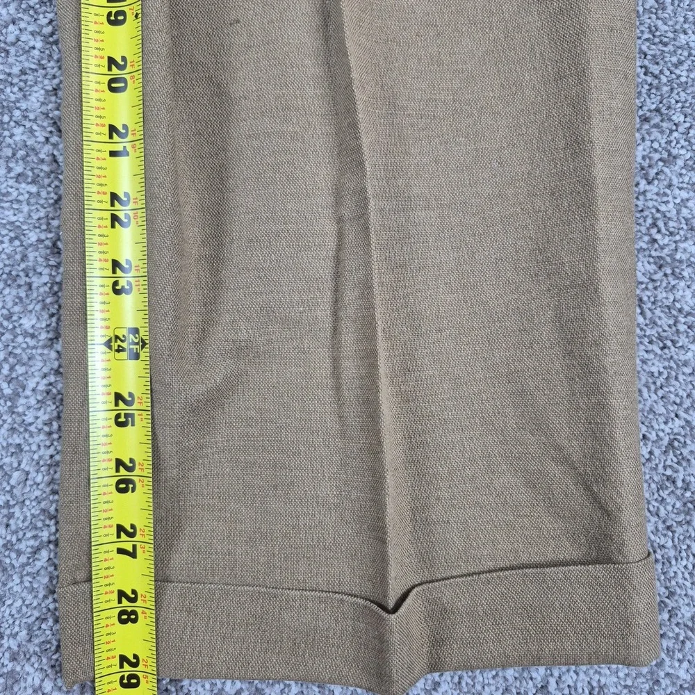 Dockers Pleated Pants Mens 40x30 Brown Linen Cotton Relaxed Fit Cuffed